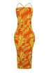 Miami Girl Print Back Lace Up Dress